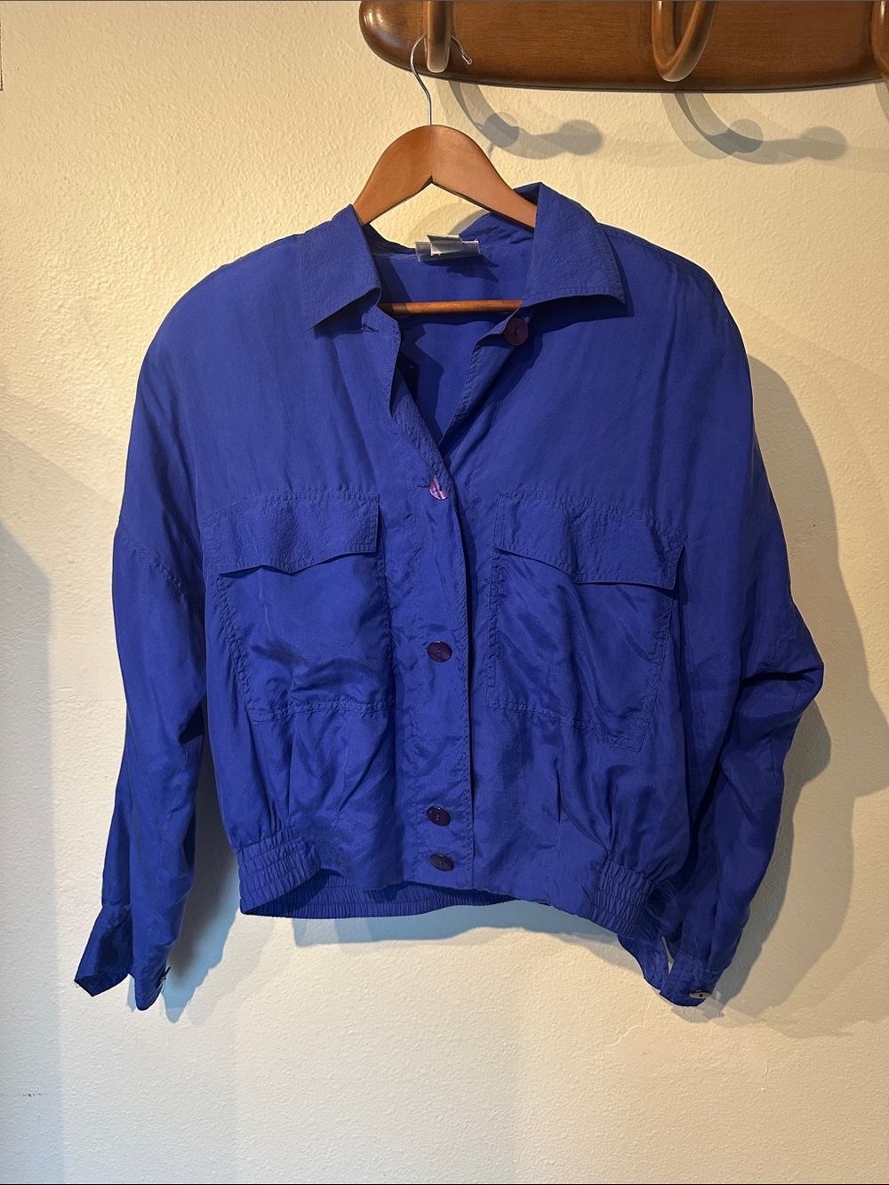 Nordstrom Cobalt Blue Button-Front Bomber Jacket